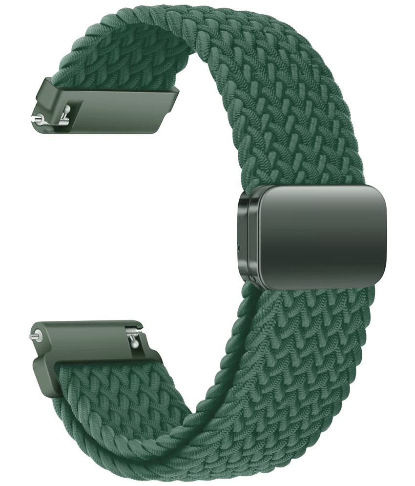     			ACM Watch Strap Woven Braided Magnetic 22mm compatible with Fire-Boltt Talk Alpha Bsw205 Smartwatch Adjustable Belt Band Green