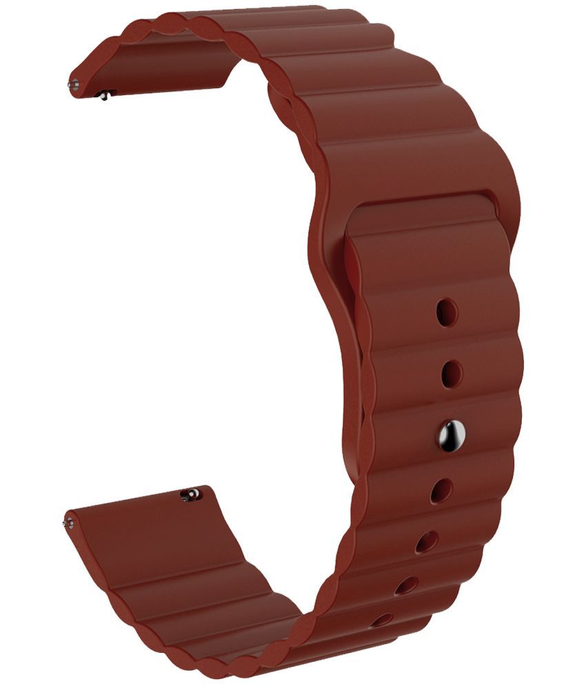     			ACM Watch Strap Wave Design Silicone Belt 22mm compatible with Boult Crown R Smartwatch Sports Band Brown