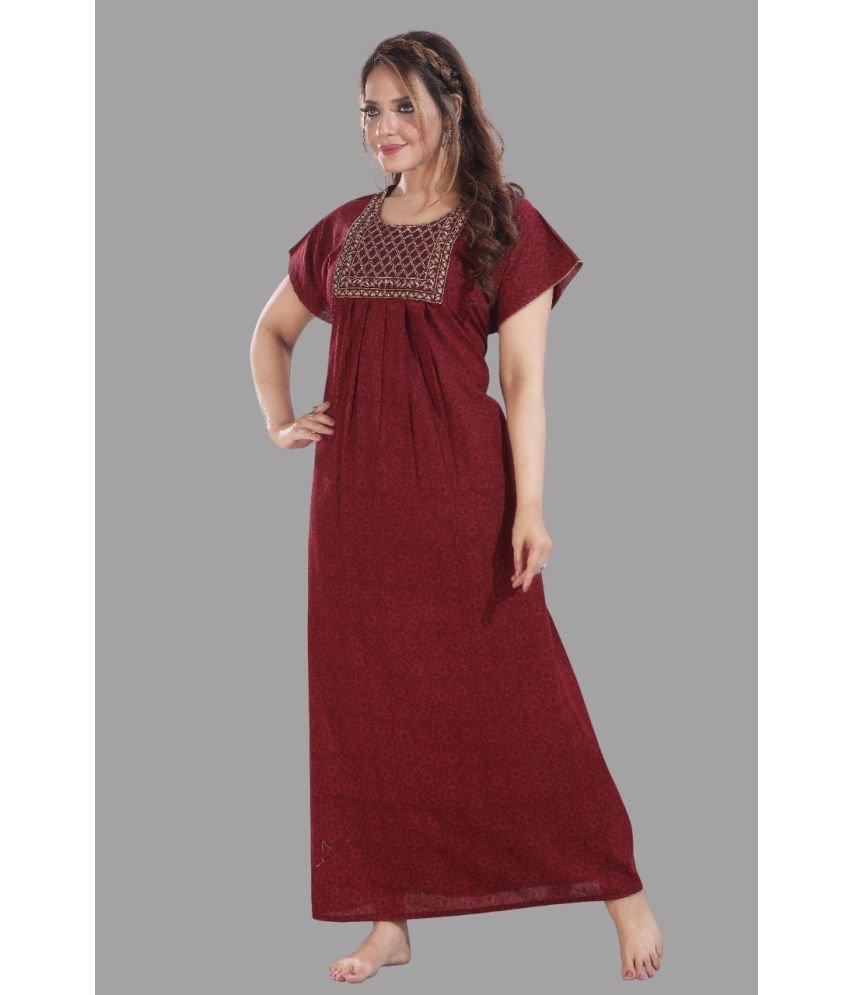     			BAILEY SELLS Maroon Cotton Women's Nightwear Nighty & Night Gowns ( Pack of 1 )