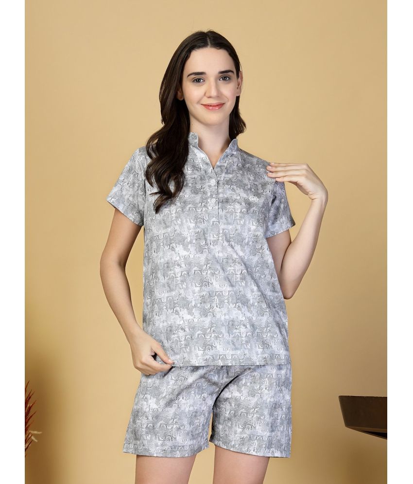     			Klotthe Light Grey Cotton Women's Nightwear Nightsuit Sets ( Pack of 1 )