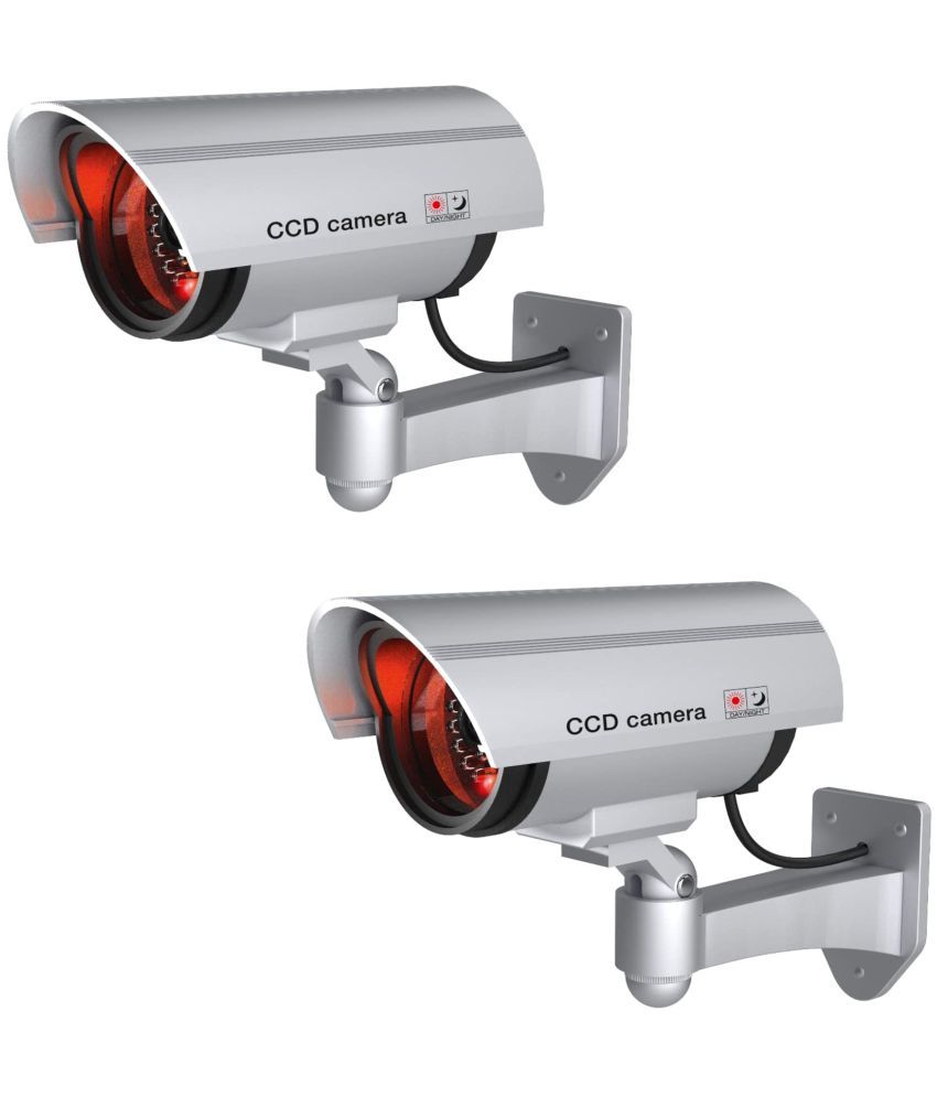     			Kadio Set of 2 Dummy IP Bullet Camera with Flashing LED Light, Security Camera Camera