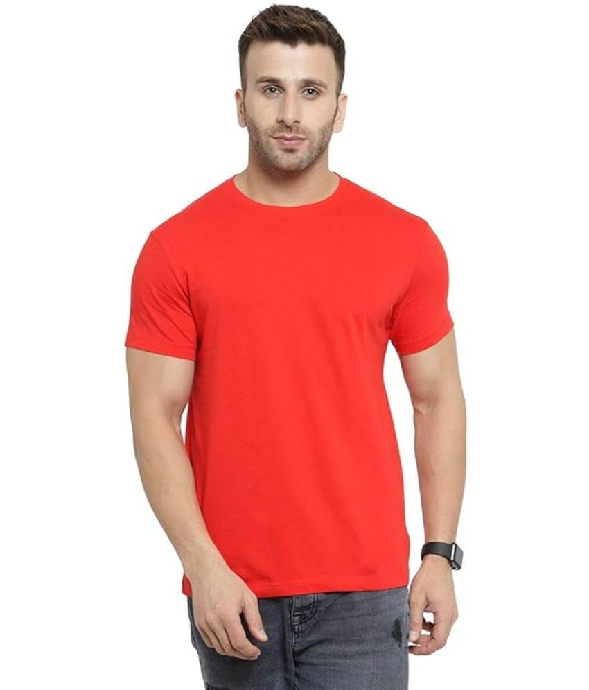     			Whyme Fashion 100% Cotton Regular Fit Solid Half Sleeves Men's Round T-Shirt - Red ( Pack of 1 )