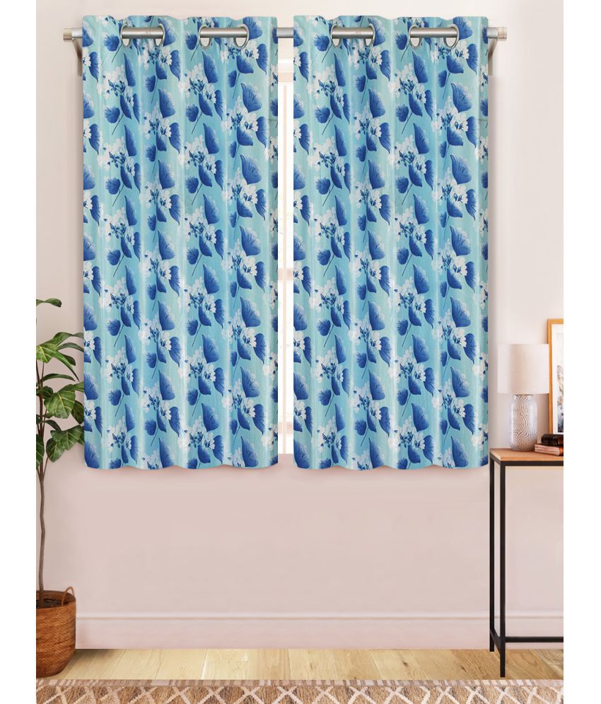     			Home Candy Set of 2 Window Semi-Transparent Eyelet Polyester Blue Curtains ( 152 x 120 cm )