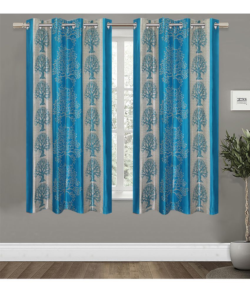     			Home Candy Set of 2 Window Semi-Transparent Eyelet Polyester Blue Curtains ( 152 x 120 cm )