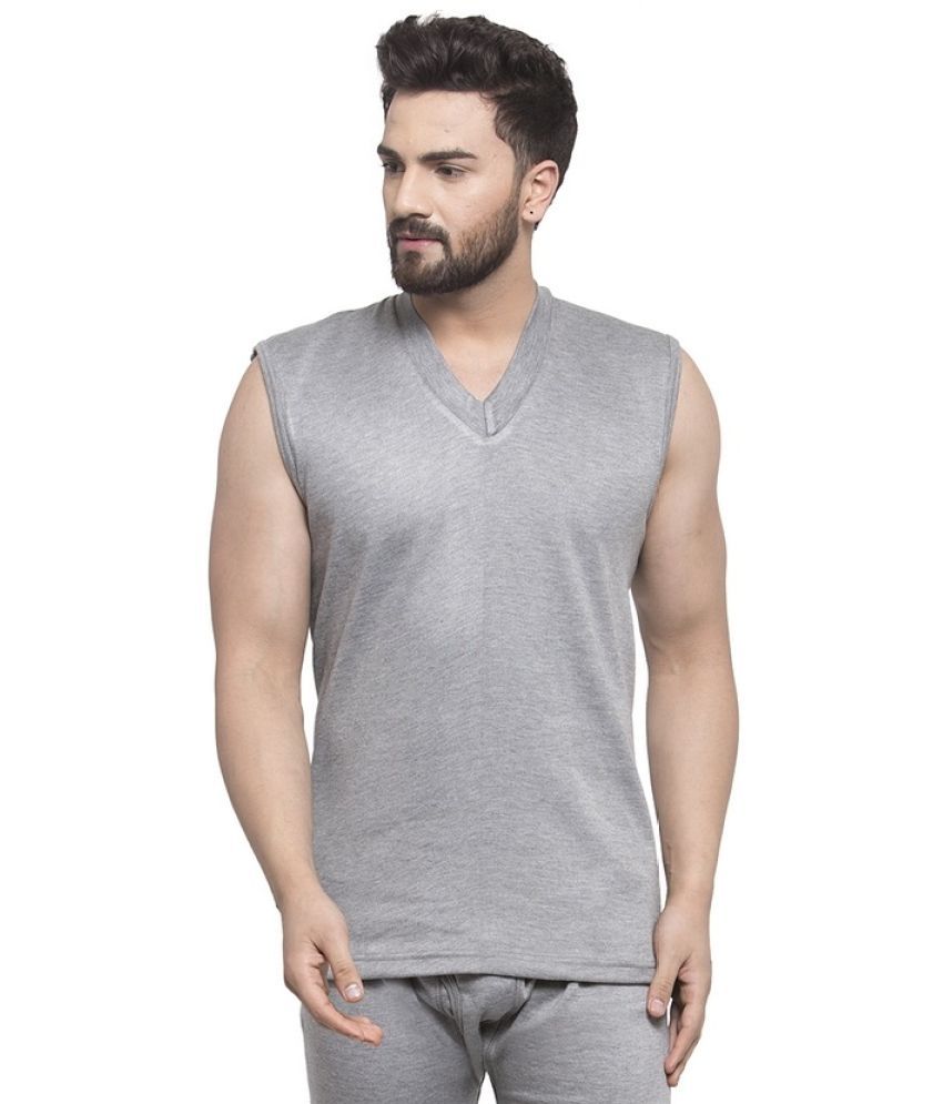     			Uzarus Pack of 1 Cotton Blend Thermal Tops For Men's ( Light Grey )