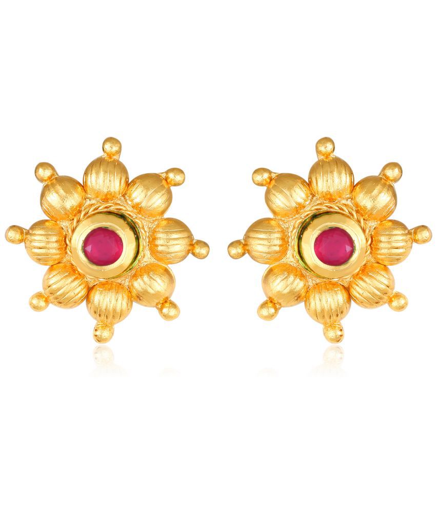     			Vighnaharta Daisy Flower Gold Plated Red Stone studded alloy Stud Earring for Women and Girls- (VFJ1470ERG-RED)