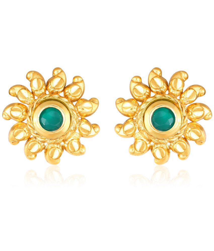     			Vighnaharta Trendy Flower Gold Plated Green Stone studded alloy Stud Earring for Women and Girls- (VFJ1468ERG-GREEN)