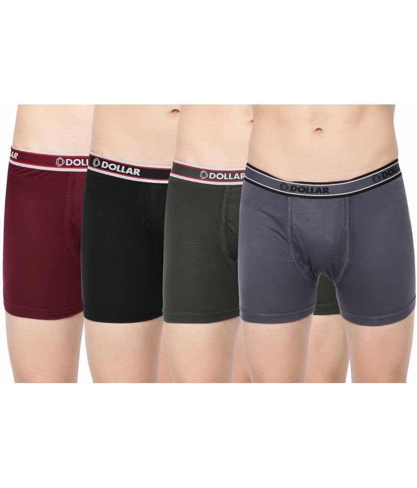     			Pack of 4 Dollar Bigboss Assorted Solid Cotton Blend Men Trunk