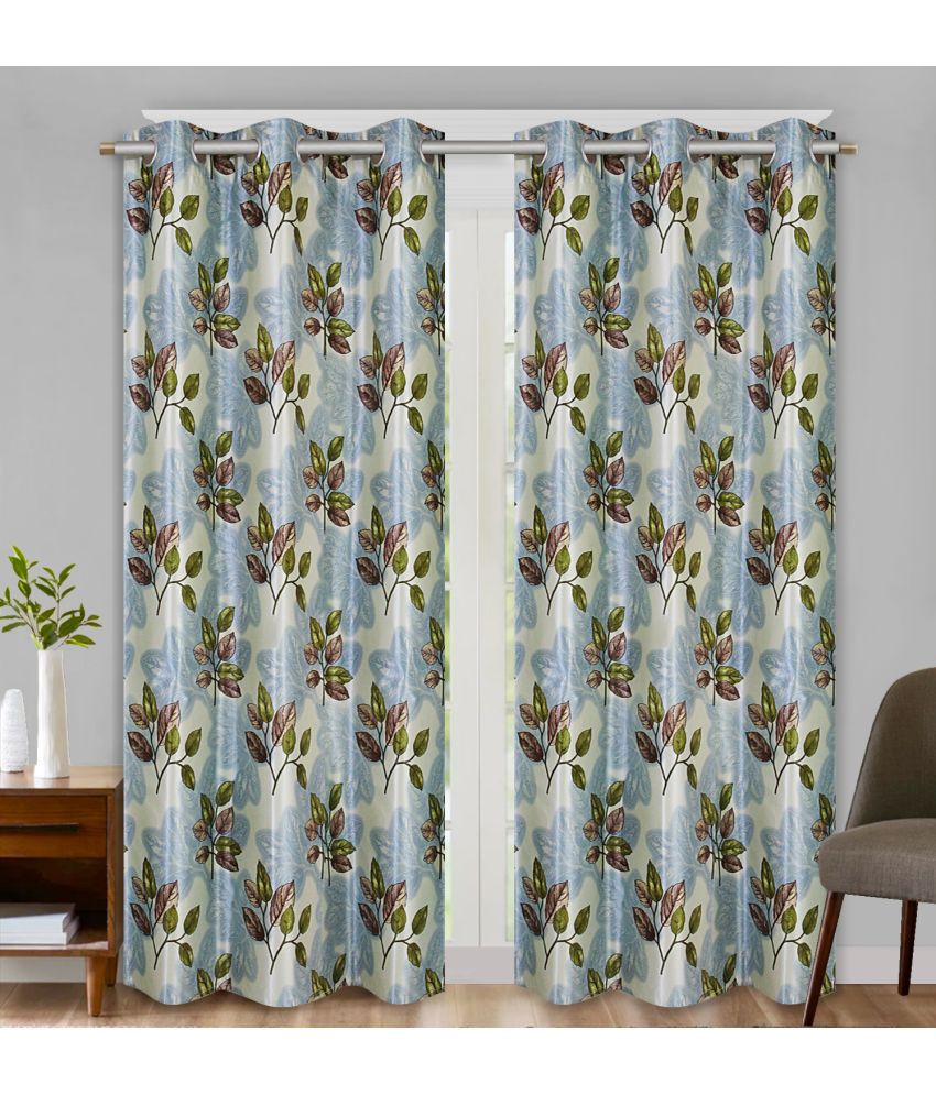     			Home Candy Set of 2 Door Blackout Room Darkening Eyelet Polyester Green Curtains ( 213 x 120 cm )