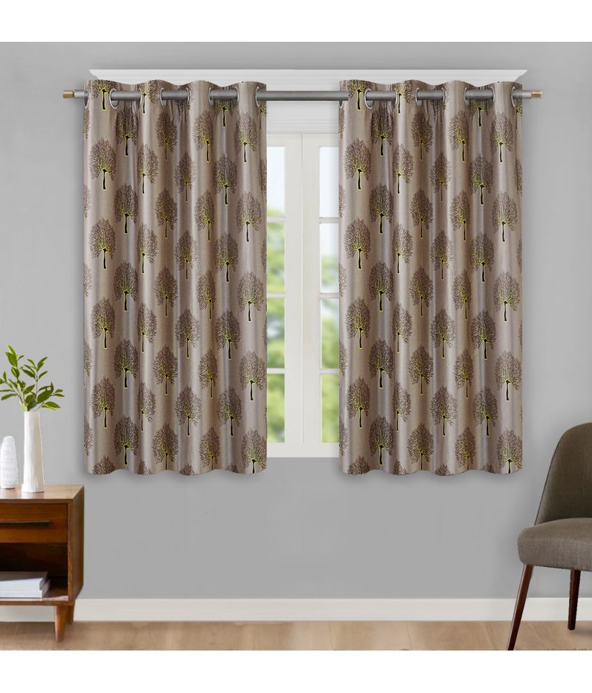     			HOMETALES Set of 2 Window Blackout Room Darkening Eyelet Polyester Brown Curtains ( 152 x 120 cm )