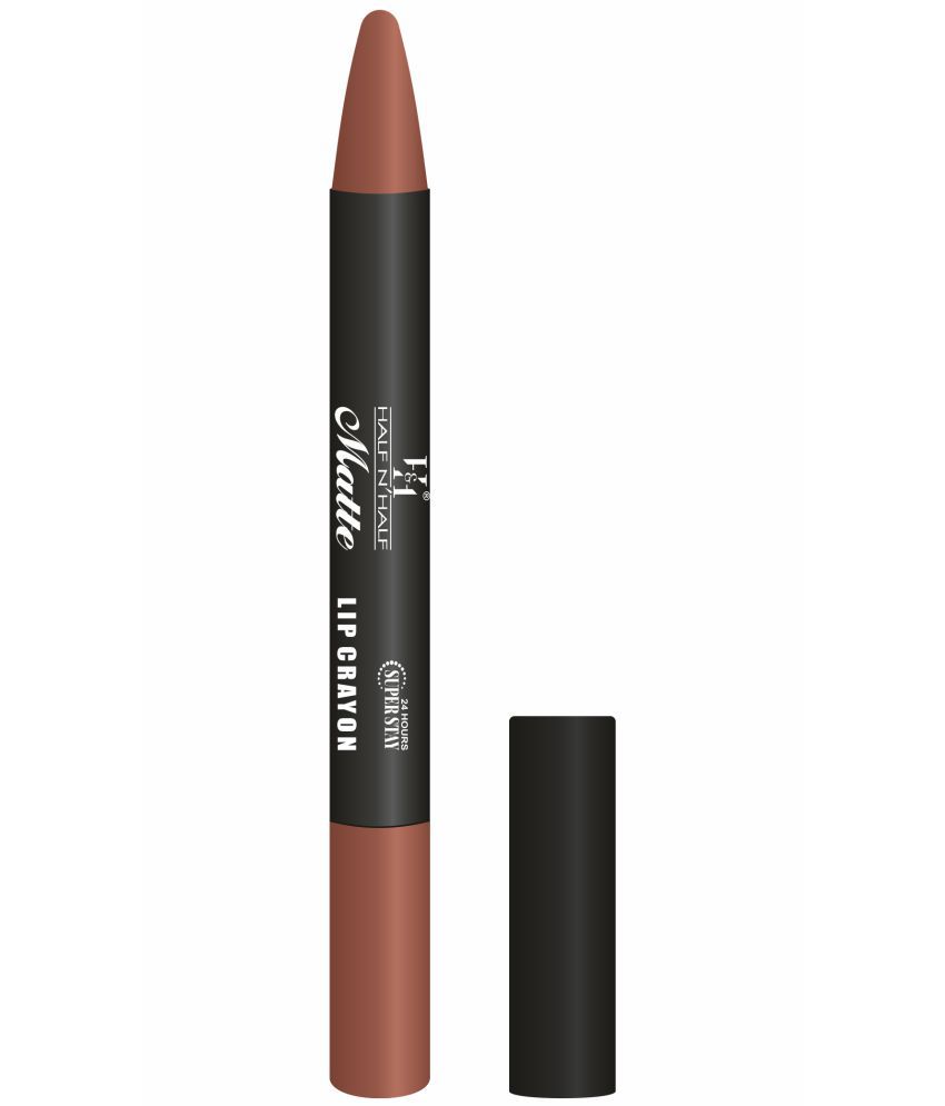     			Half N Half Matte Lip Crayon Velvet Soft | Long Lasting | Non-Transfer | 24h Super Stay, 06 Hot Chocolate (3.5gm)