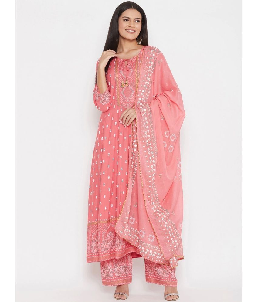     			AMIRA'S INDIAN ETHNICWEAR - Peach Rayon Women's Stitched Salwar Suit ( Pack of 1 )