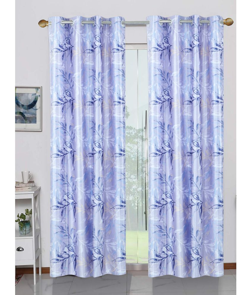     			HOMETALES - Set of 2 Door Digital Printed Semi-Transparent Eyelet Polyester Off White Curtains ( 212 x 120 cm )