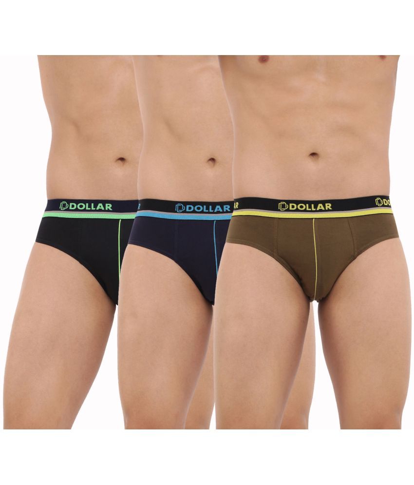     			Pack of 3 Dollar Bigboss Assorted Solid Cotton Blend Men Brief