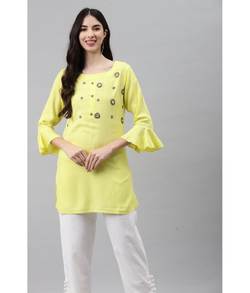     			HIGHLIGHT FASHION EXPORT - Yellow Rayon Women's Straight Kurti