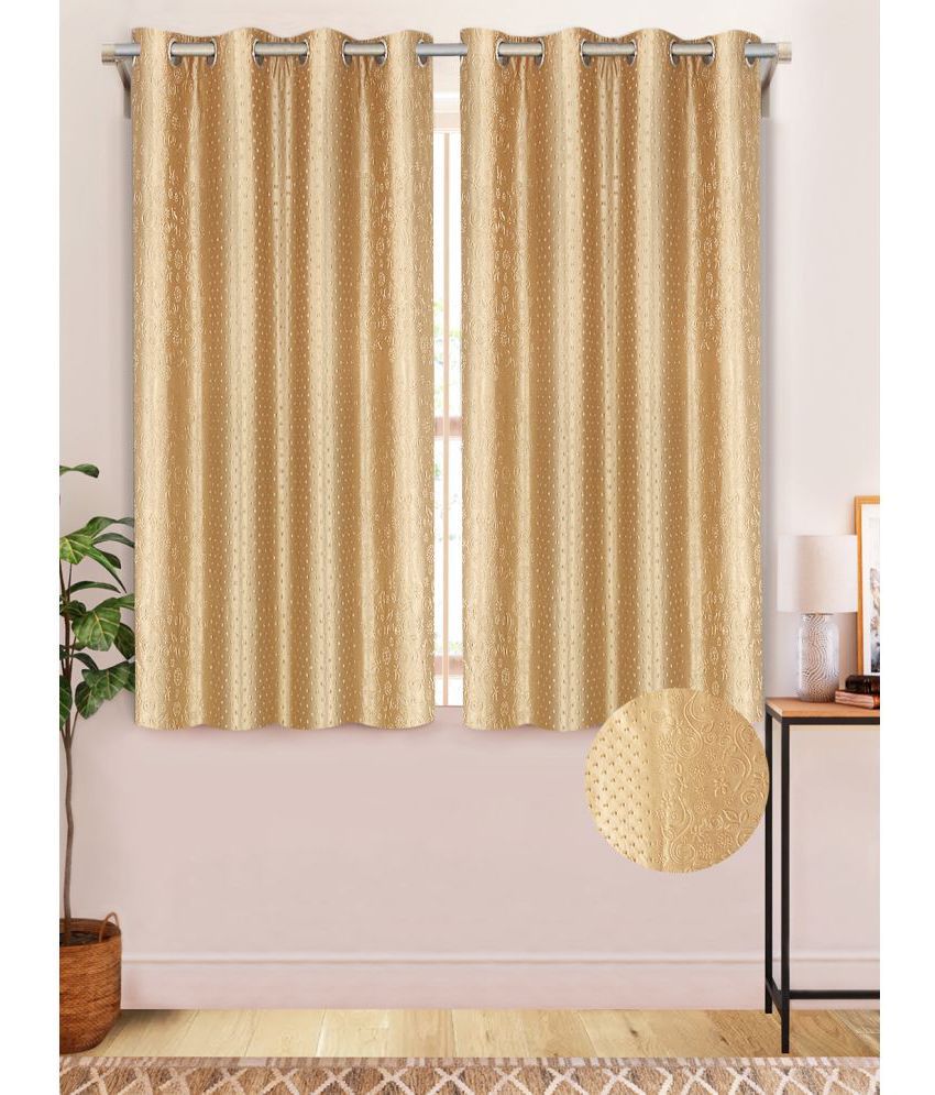     			Home Candy Set of 2 Window Semi-Transparent Eyelet Polyester Gold Curtains ( 152 x 120 cm )