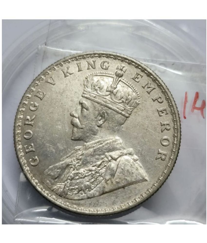    			George V One Rupee Silver Coin 1919 UNC