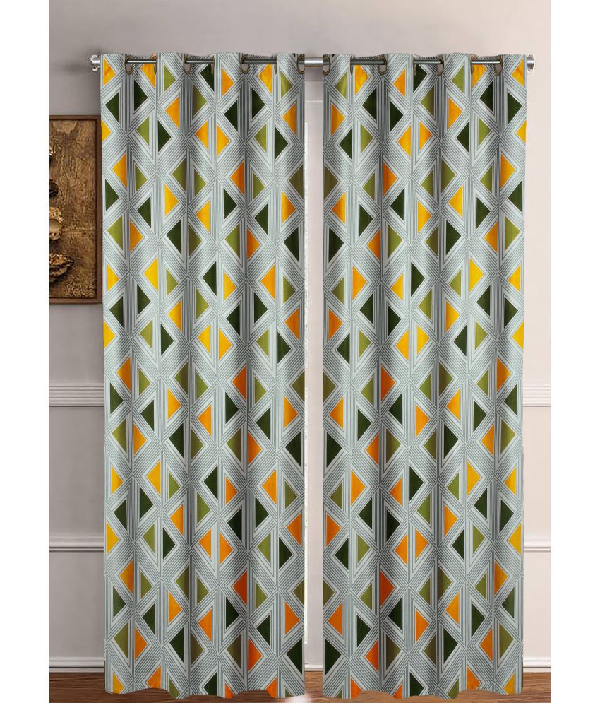    			Home Candy Set of 2 Long Door Semi-Transparent Eyelet Polyester Yellow Curtains ( 274 x 120 cm )
