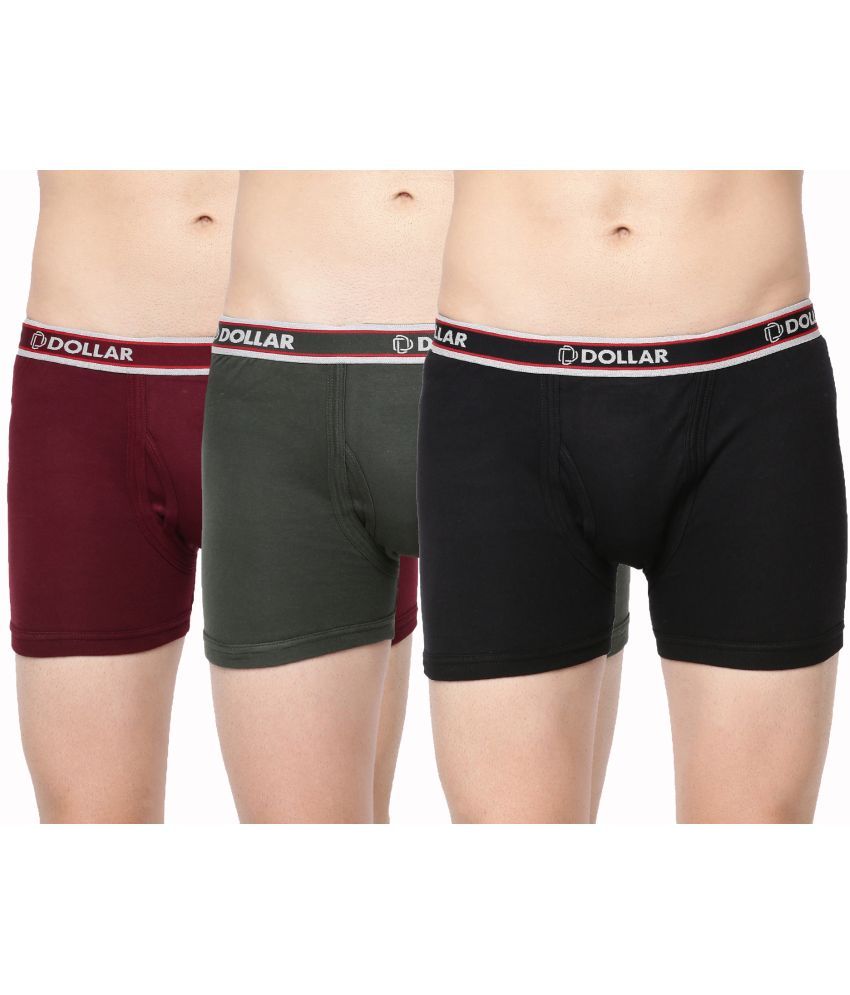     			Pack of 3 Dollar Bigboss Assorted Solid Cotton Blend Men Trunk