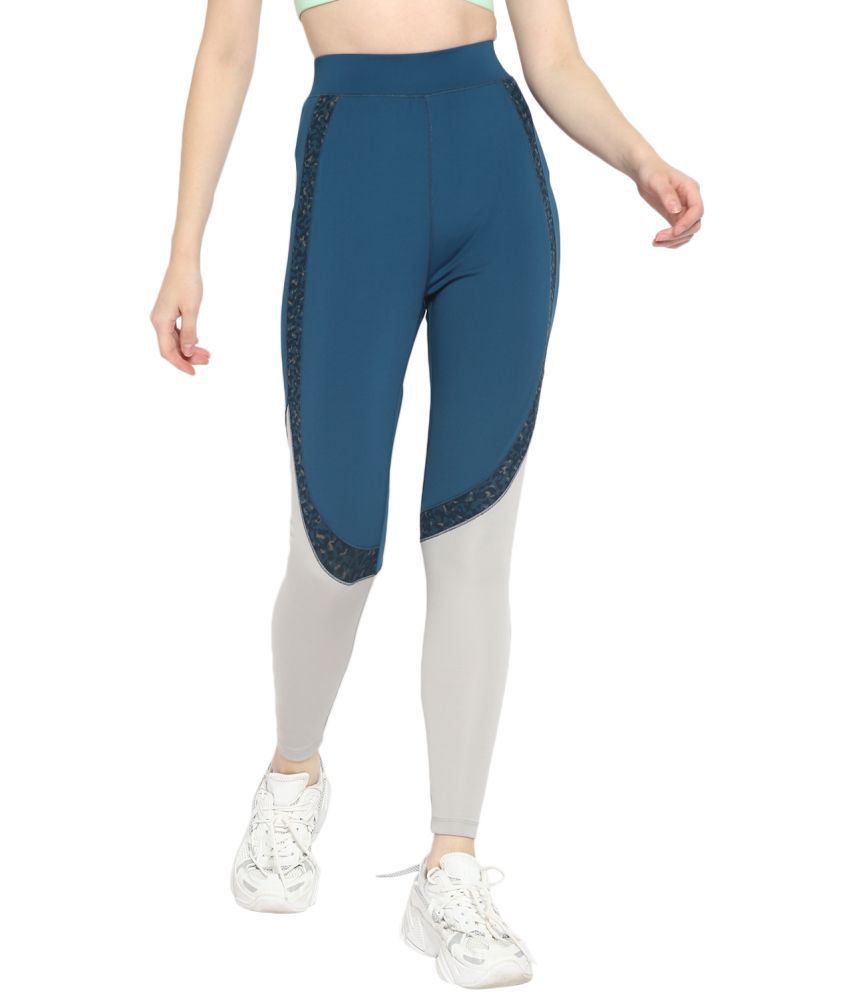     			OFF LIMITS Blue Poly Spandex Color Blocking Tights - Single