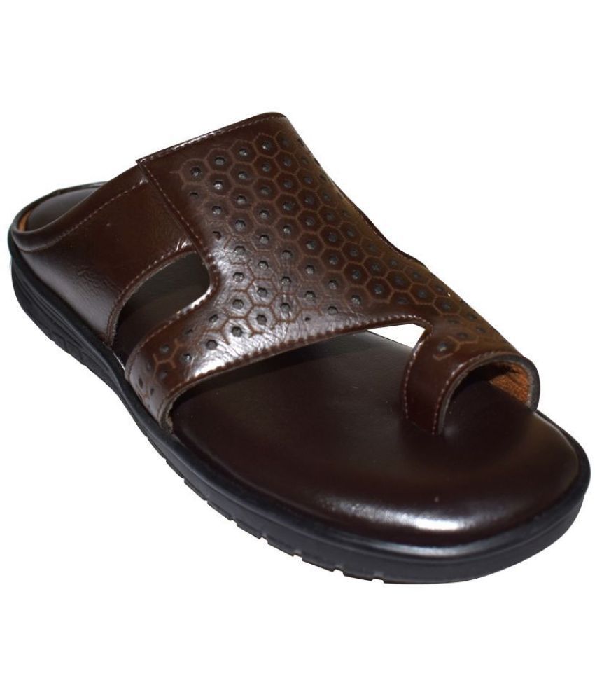     			Ajanta - Brown Leather Leather Slipper