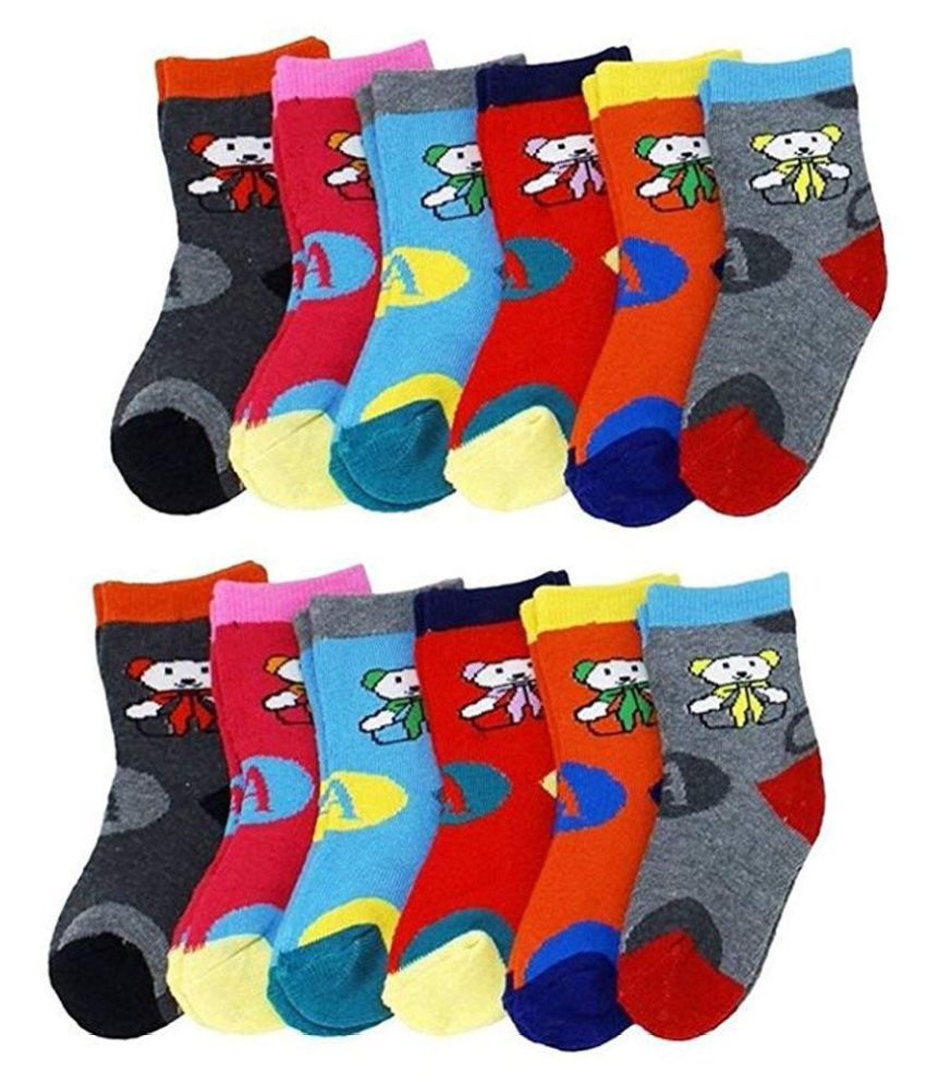 Rapid  Baby Boy/Girl Cotton Sock Pack of 12 Pairs (Random Colors & Design Will be sent)