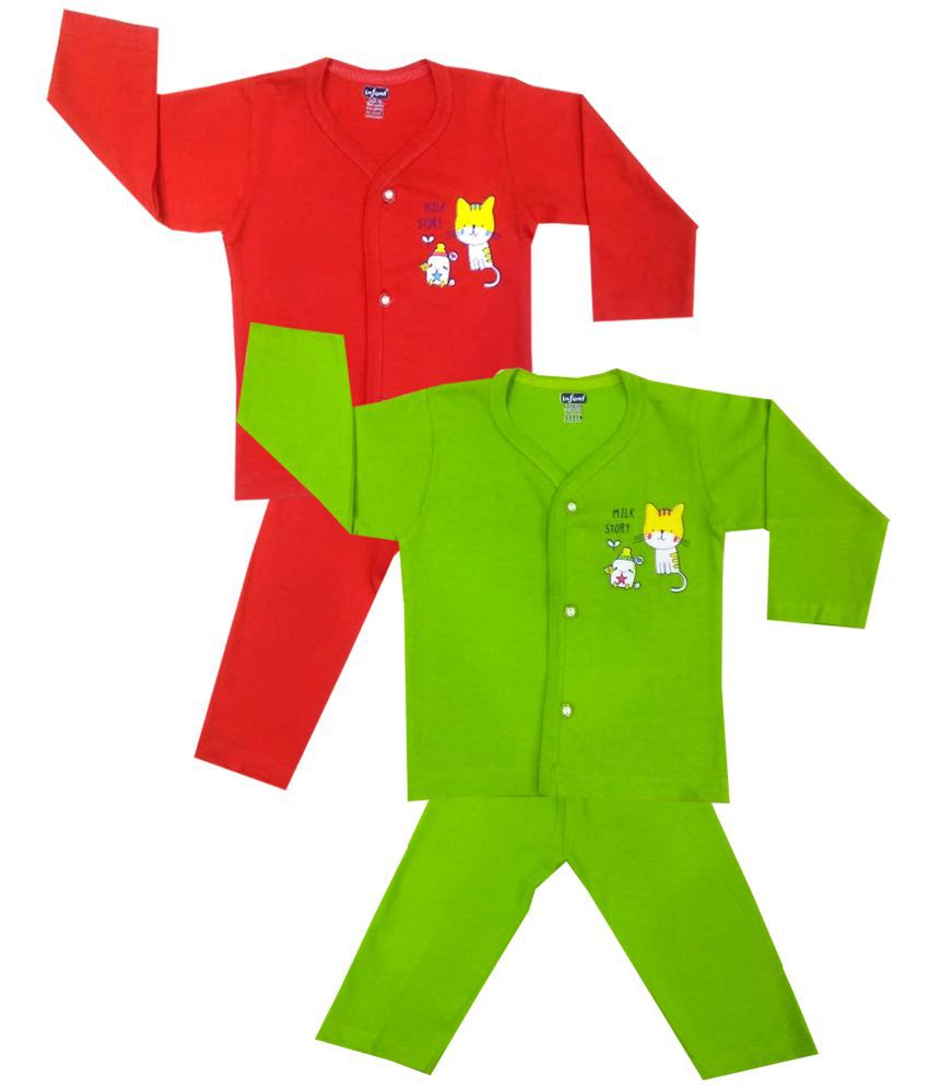     			INFANT Cotton Full sleeve Stylish Top & Pant Baby Boys & Baby Girls Casual Dress multicolor (Pack of 2)