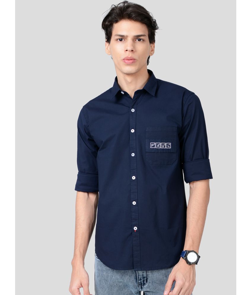     			Paul Street Cotton Blend Navy Shirt Single