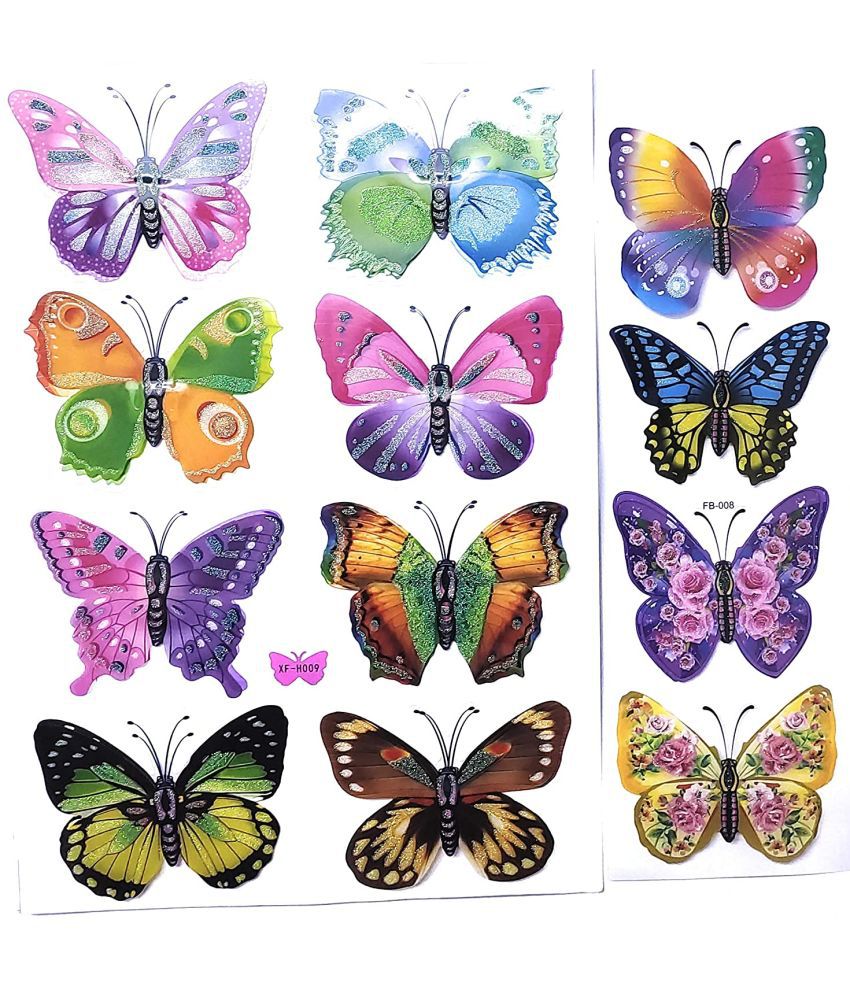 Plastic Decorative 3D Stickers of Butterfly for Wall Sticker, Bed Room, Fridge & Children Room in Multicolor Pack of 12pc