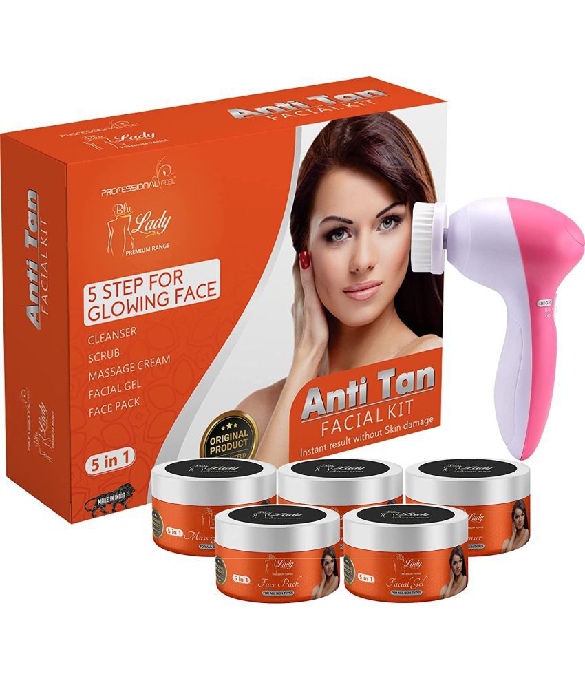     			blu lady Facial Massager 5 in 1 & All Type Skin Unisex ANTI - TAN Facial Kit 275 g Pack of 2