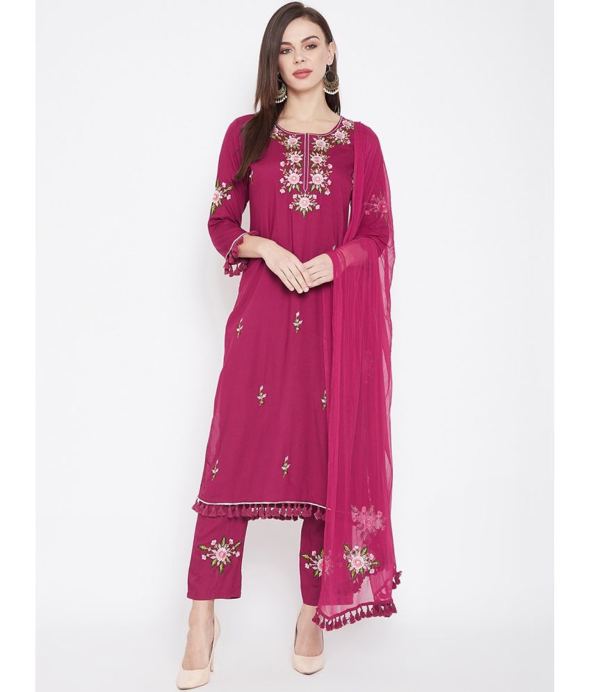     			AMIRA'S INDIAN ETHNICWEAR - Maroon Rayon Women's Stitched Salwar Suit ( Pack of 1 )