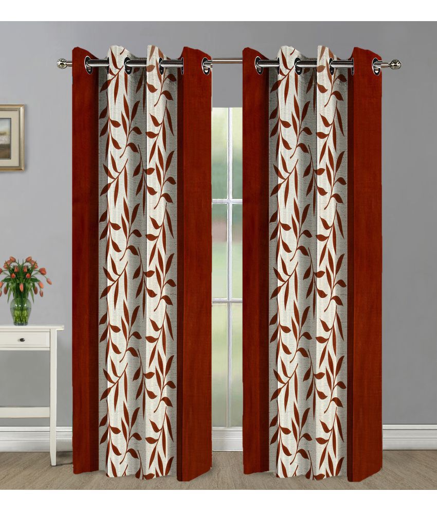     			Home Candy Set of 2 Door Semi-Transparent Eyelet Polyester Orange Curtains ( 213 x 120 cm )