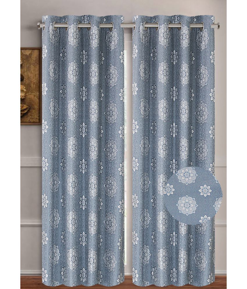     			Home Candy Set of 2 Window Semi-Transparent Eyelet Polyester Grey Curtains ( 152 x 120 cm )