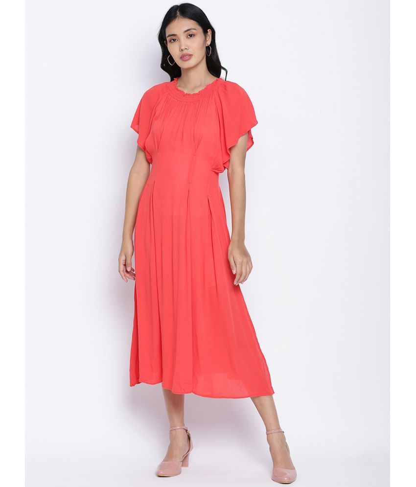     			Oxolloxo Viscose Red A- line Dress -