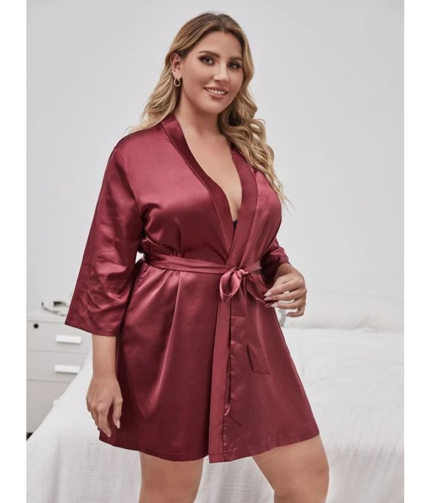     			Celosia Satin Robes - Maroon Single