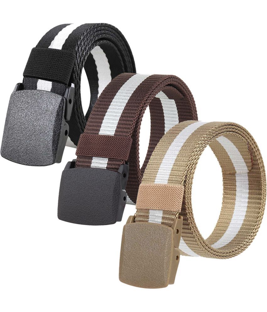     			Loopa Multi Nylon Casual Belt Pack of 3