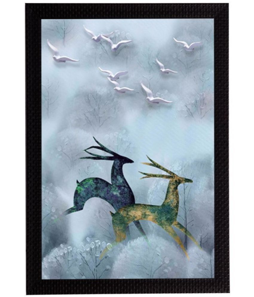     			eCraftIndia Running Deer Satin Matt Texture UV Art Painting