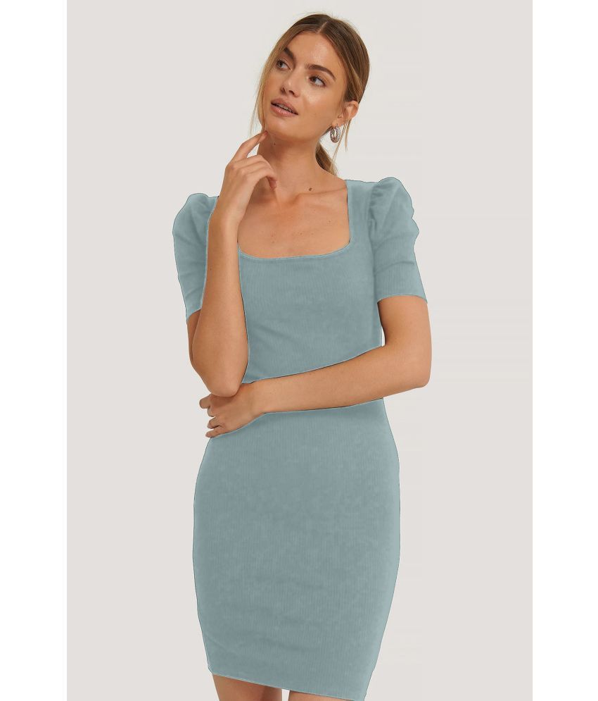     			Aahwan Polyester Blue Bodycon Dress -