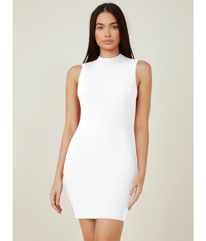     			Aahwan Polyester White Bodycon Dress -