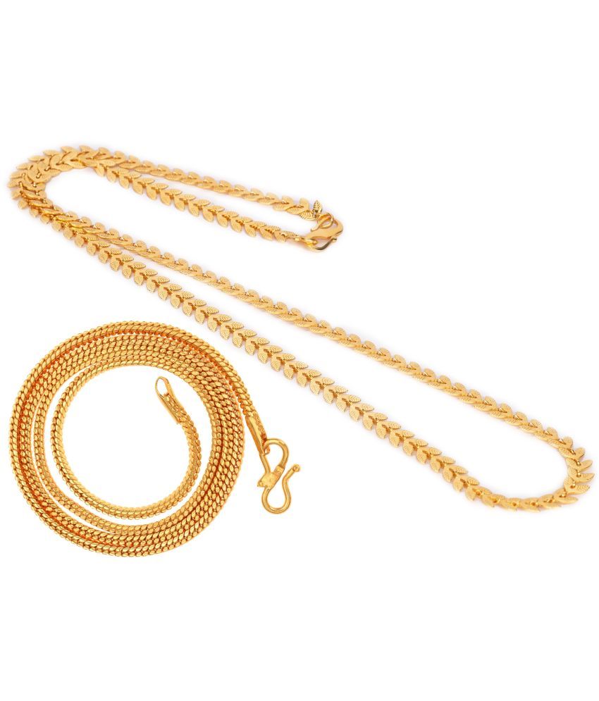     			AanyaCentric Combo of 2 Gold Plated 22inches Long Fashion Chain