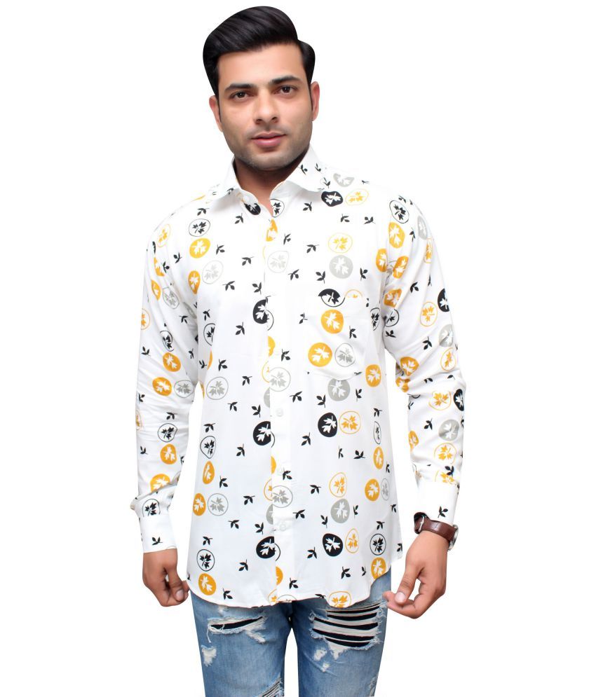     			Aish N Ridh Cotton Regular Fit Printed Men's Casual Shirt - White ( Pack of 1 )