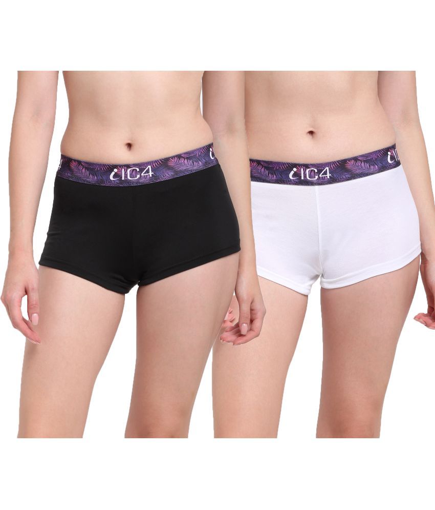     			IC4 Pack of 2 Cotton Lycra Women's Boy Shorts ( Multi Color )