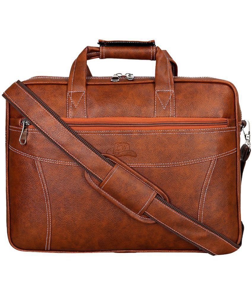 Leather World Vintage 12Ltrs Tan P.U. Office Bag