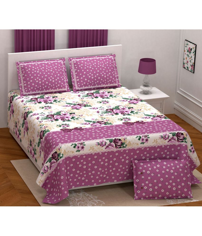     			Uniqchoice Cotton Double Bedsheet with 2 Pillow Covers ( 270 cm x 255 cm )