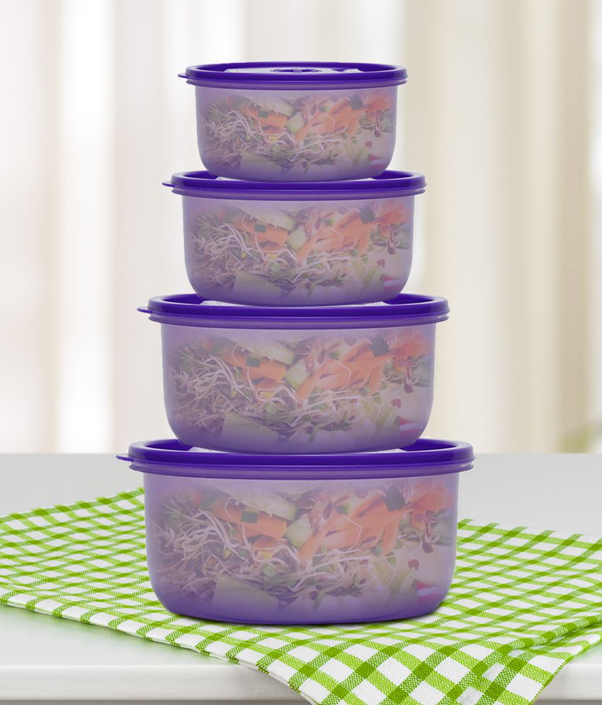     			HOMETALES Microvent Multi-purpose Plastic Kitchen Container Set with vent, 1800ml, 1100ml, 680ml, 360ml, Purple (4U)