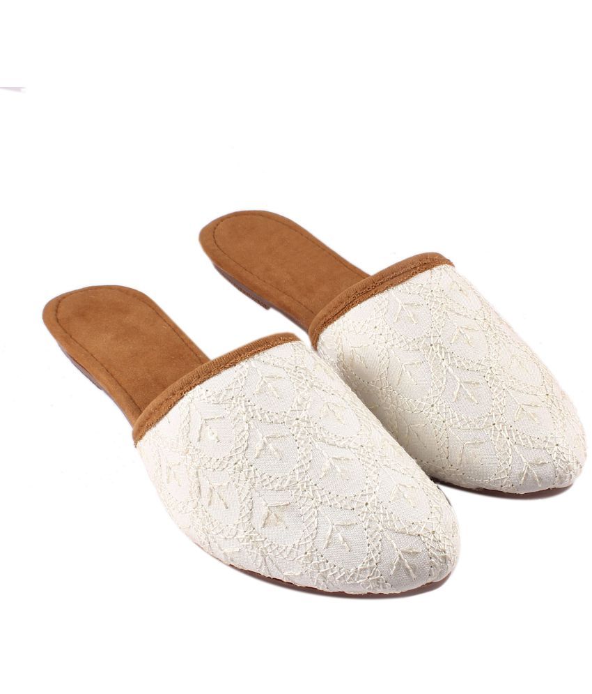     			Anjaneya Creations White Ethnic Footwear