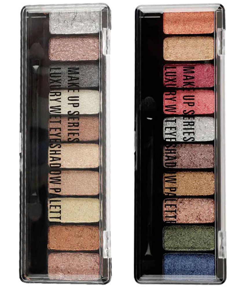     			Mattlook Combo Pack, 10 Colors Makeup Series Luxury Wet Eyeshadow Palette -01&02, Pack of 2 (16gm)