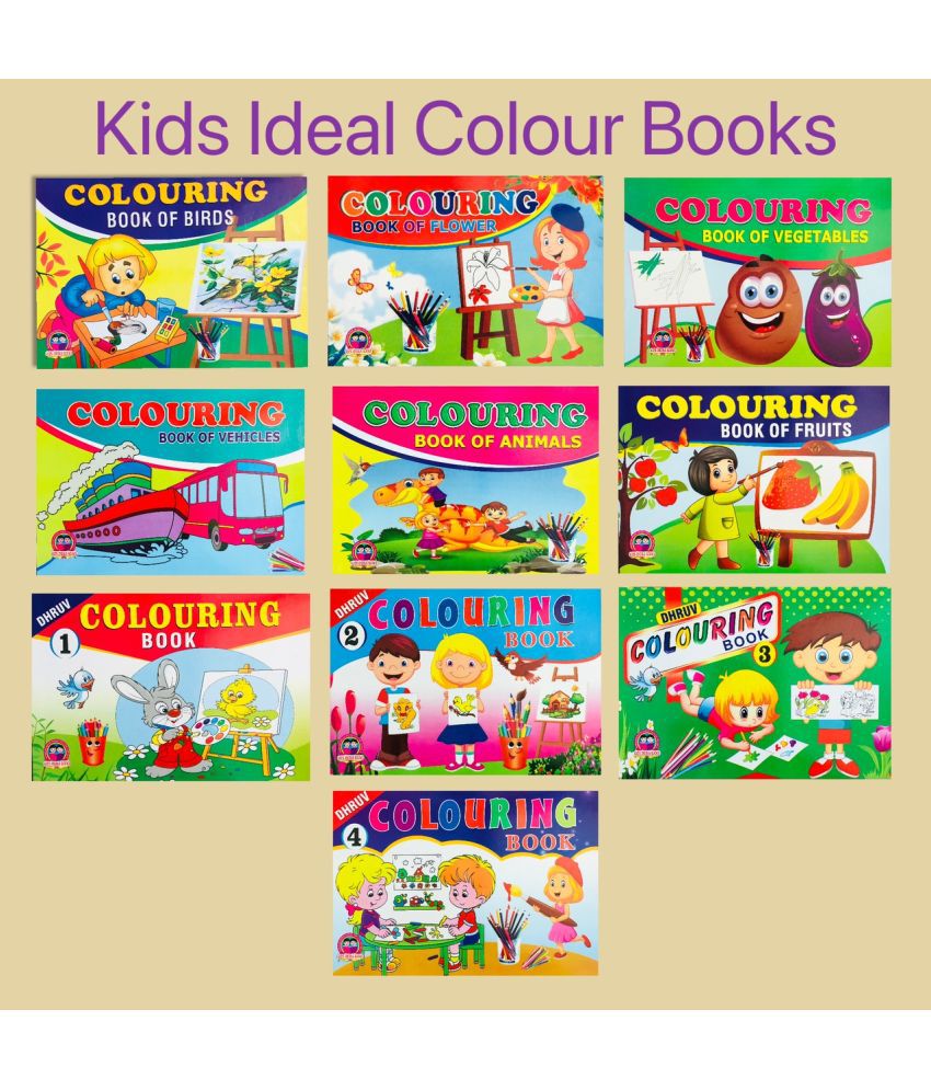     			My First Kids Ideal Colour Books Collections (Set Of 10) -Fruits, Vehicles, Animals, Birds, Vegetables, Flowers, Colours Volume-1,2,3 & 4.