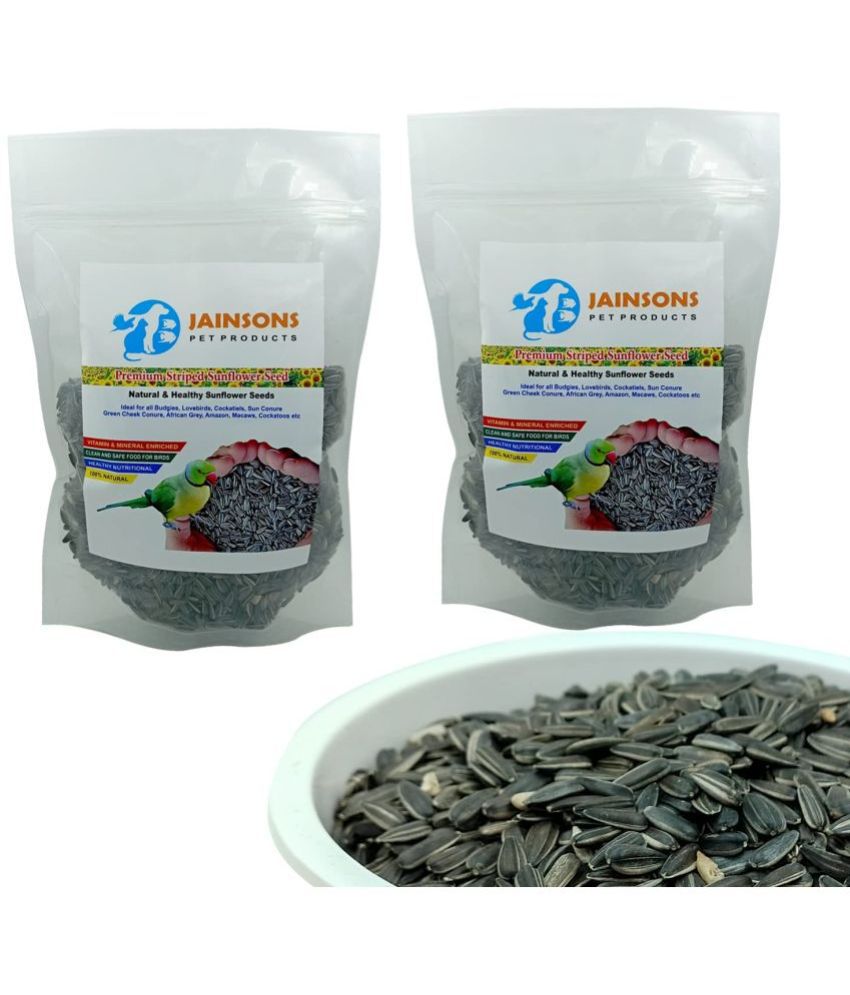 Premium Striped Sunflower Seed for Budgies Bird Food Ideal for Sparrows, Budgies, Finches, Silver Bills,  Parrots (900gram 2 PKT)