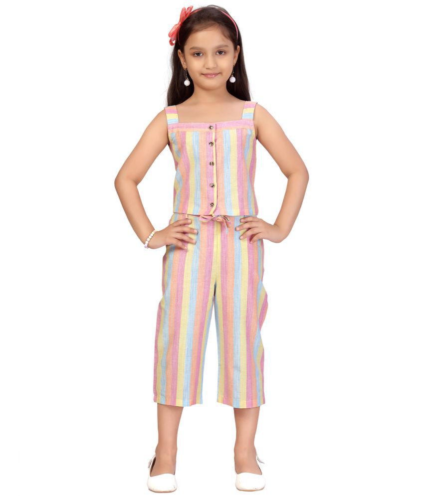     			Aarika Girls Pink Color Striped Pattern Top and Pant (DDR-158-PINK-36)